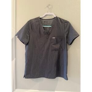 FIGS Technical Collection Gray Short Sleeve Scrub Top Sz M One Chest Pocket